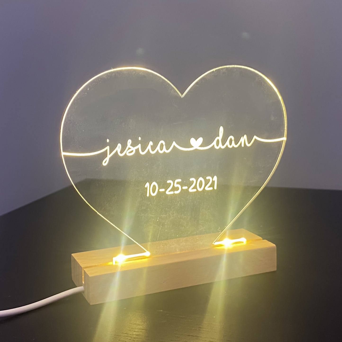 Lampe LED personnalisée dates importantes